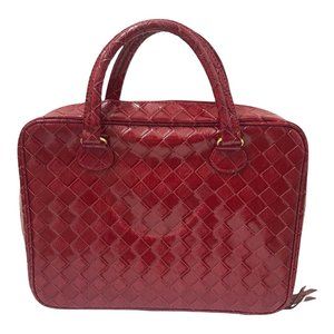 Este Lauder Red Pleather Laptop Bag 13 X 9.5 X 2.5 in